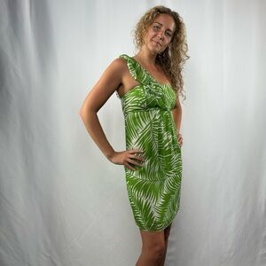 Milly One Shoulder Silk Mini Dress in Green Size 2